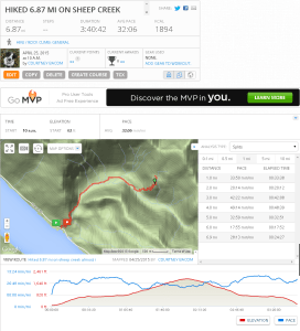 MapMyFitness map and profile information.